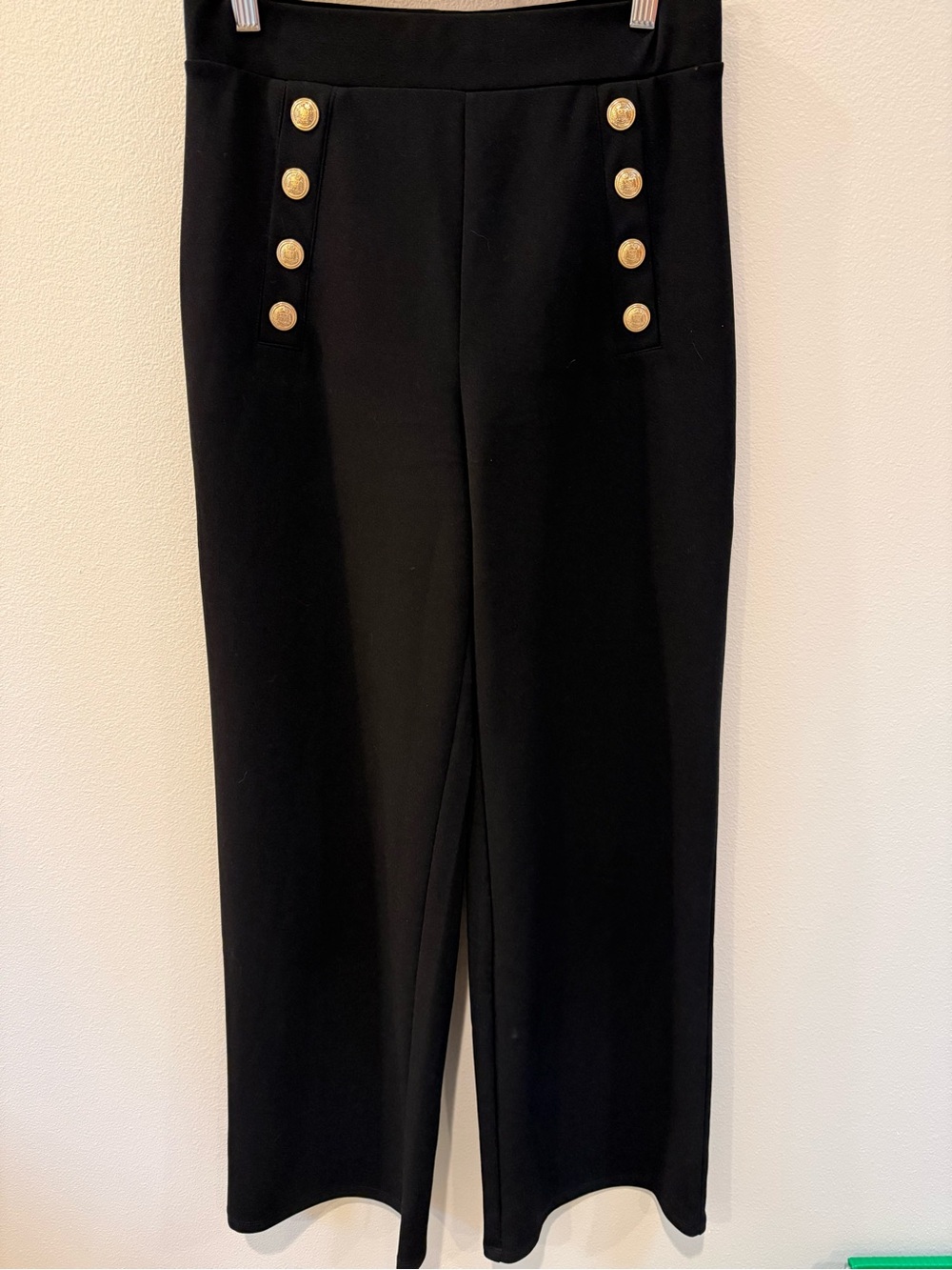 H&M Black Wide-Leg Pants with Gold Buttons